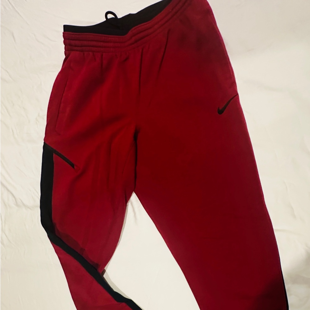 Nike Crimson Joggers with Black Stripes